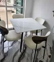 Modern 4-Seater Dining Set - Marble Pattern Tabletop - 1