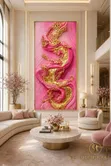 Luxury Pink Gold Textured Wall Art - 1