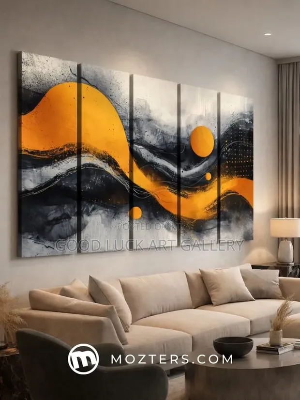 5 Panel Abstract Canvas Wall Art - 1