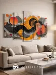 5 Panel Abstract Canvas Wall Art - 3