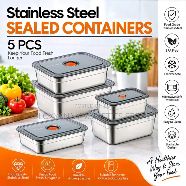 5PCs Bakin Karfe Na Ajiye Abinci Set - 1