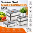 5PCs Bakin Karfe Na Ajiye Abinci Set - 1