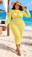 Doguwar Hannu Lace Beach Cover Up Dress na Mata - 2