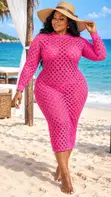 Doguwar Hannu Lace Beach Cover Up Dress na Mata - 3