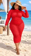 Doguwar Hannu Lace Beach Cover Up Dress na Mata - 4