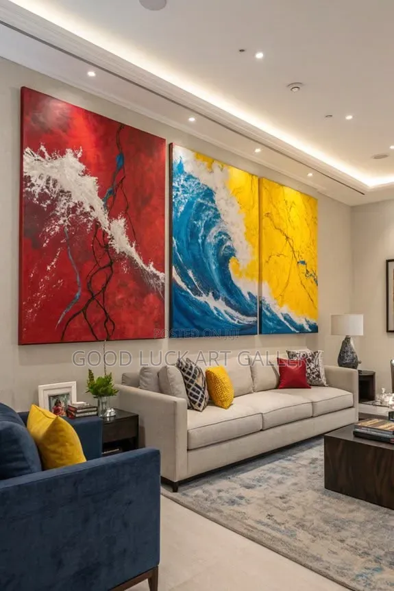 Large Abstract Triptych Canvas Wall Art - 1