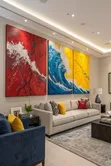 Large Abstract Triptych Canvas Wall Art - 1