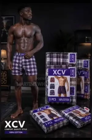 XCV 3-in-1 Plaid Cotton Boxer Shorts for Men