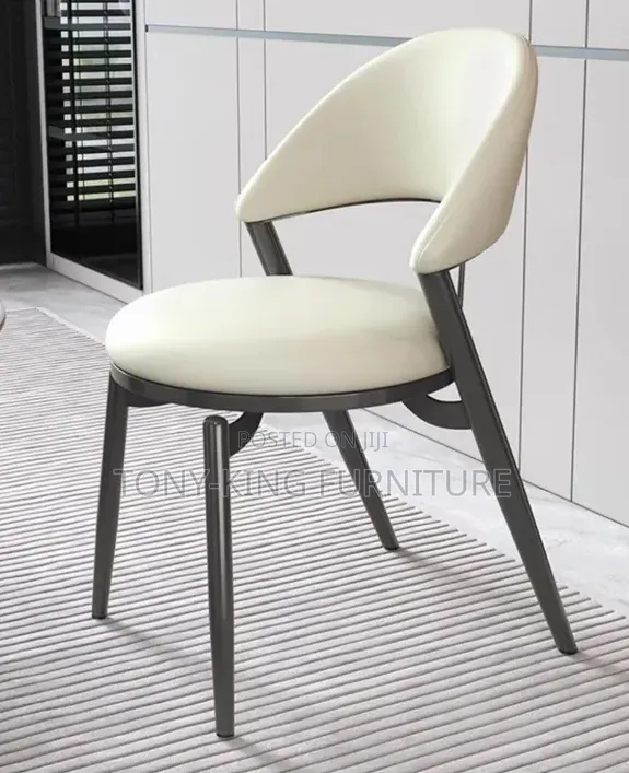 Century Modern Dining Chair - Cream Faux-Leather - 1