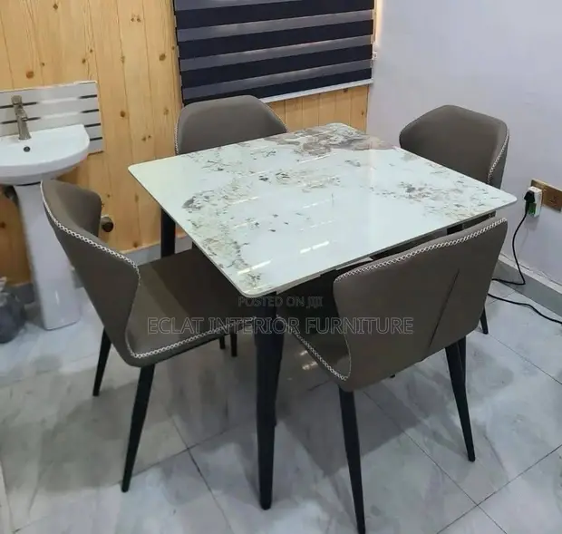 Brand New 4-Seater Dining Set - Square Brown - 1