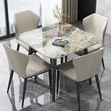 Modern 4-Seater Square Marble-Top Dining Table - 1