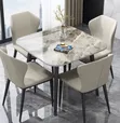 Modern 4-Seater Square Marble-Top Dining Table - 2