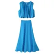 ZR Gathered Crop Top & Flared Skirt Set - 1