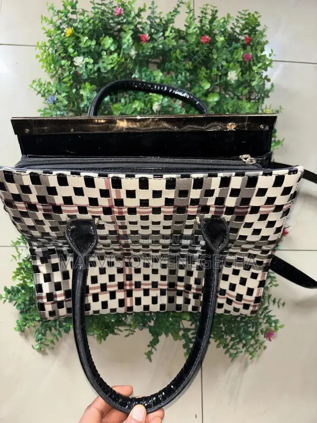 Classy Checkered Patent Designer Inspired Bag - 1