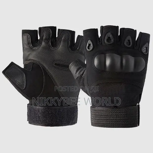 Fingerless Gym Gloves with Hard Knuckle - 1