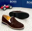 BOSS Brown Suede Slip-on Loafers - 1