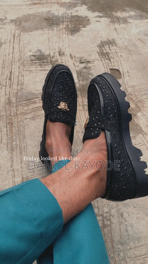 Versace Black Leather Loafers - Men's Size 41 - 1