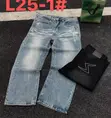 Black Washed Denim Jeans da Paneled Knee & Embroidery - 3