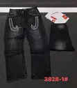 Black Washed Denim Jeans da Paneled Knee & Embroidery - 4