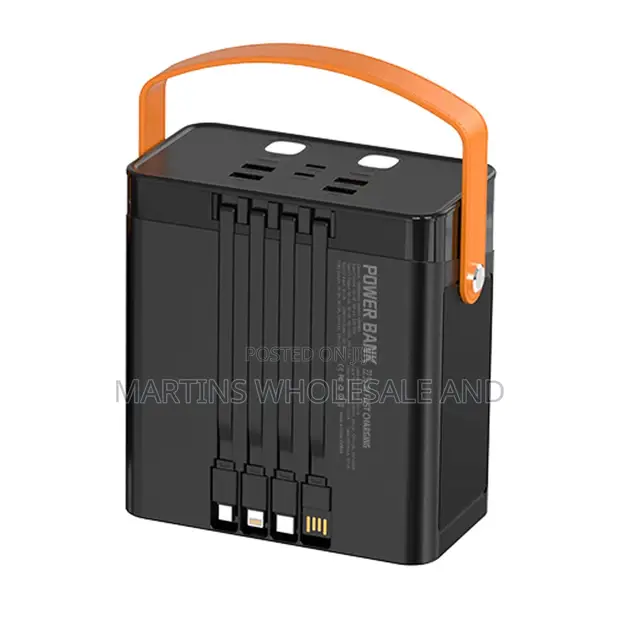 High-Capacity 100,000mAh Portable Power Bank with Built-in Cables - 1
