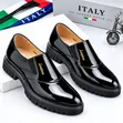 Luxury Black Patent Leather Slip-On Dress Shoes for Men - 1