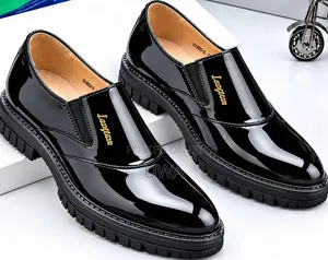 Luxury Black Patent Leather Slip-On Dress Shoes for Men