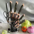 9-Piece Stainless Steel Knife Set - Rose Gold Marble - 2