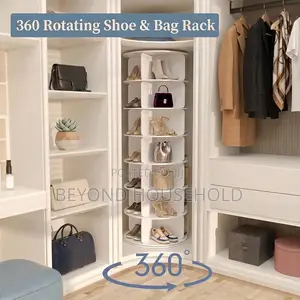360 Degree Rotating Shoe Bag Organizer Tower