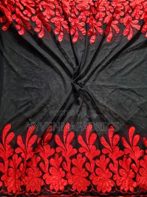 Nolita Lace Mesh Embroidered Sample Fabric - Black