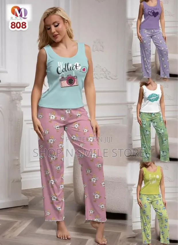 Armless Pattern Trouser Pyjamas Set - 1