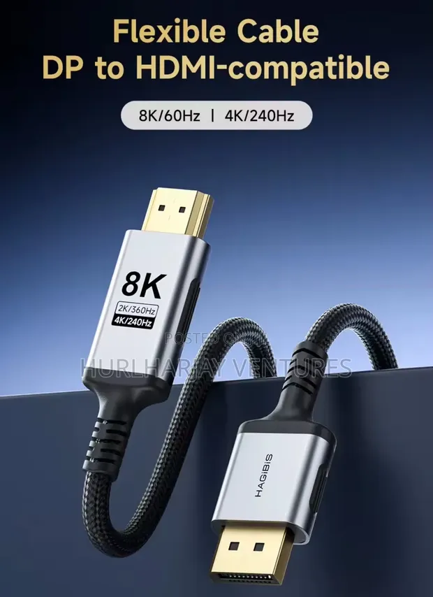 Hagibis 2m DisplayPort to HDMI Cable - 1