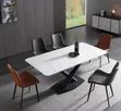Modern Rectangular White Faux Marble Dining Table Set (6 Seater) - 2