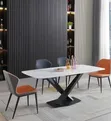 Modern Rectangular White Sintered Stone Dining Table Set - 2