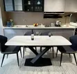 Modern 6-Seater Dining Set with White Marble-Patterned Sintered Stone Top - 2