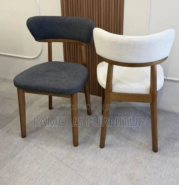 Modern Upholstered Dining Chairs - Curved Back, Wooden Frame - 1