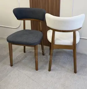Modern Upholstered Dining Chairs - Curved Back, Wooden Frame