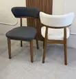 Modern Upholstered Dining Chairs - Curved Back, Wooden Frame - 1