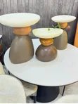 Modern Round Coffee Table - White Top, Sculptural Base - 2