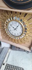 Premium Golden Mirror Shelves Wall Clock - 1