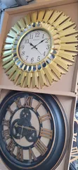 Premium Golden Mirror Shelves Wall Clock - 2