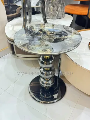 Luxury Round Marble-Effect Center Table with Chrome Pedestal