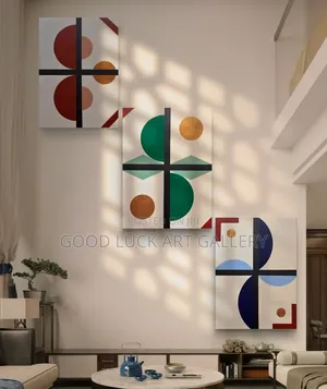 Geometric Abstraction Wall Art Panels (Set of 3)