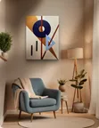 Geometric Art Print - Navy, Blue, Red, Mustard - 4