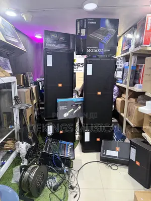 Full Church Speaker Setup with Mixer and Amplifier
