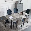 Luxury Modern 6-Seater Rectangular Dining Set with Marble-Finish - 1