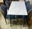 Luxury Modern 6-Seater Rectangular Dining Set with Marble-Finish - 2