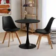 Modern White Round Dining Set with 2 Padded Chairs - 2