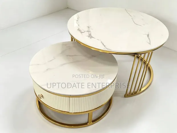White and Gold 2-in-1 Center Table - 1