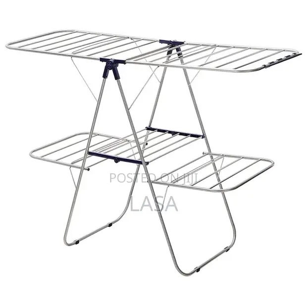 LASA Foldable Heavy-Duty Steel Drying Rack - Silver - 1