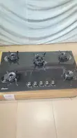 CHIMEX 5-Burner Black Glass Flip-Up Gas Hob - 1